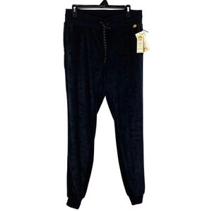 C&C California Terry Velour Joggers Sweatpants Womens Size Medium Black Mesh NEW